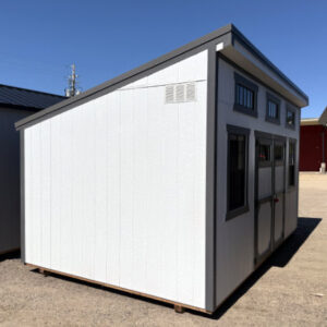 2064 Single Slope 10x16 White with Peppercorn Grey Trim with Charcoal Roof - no permit required