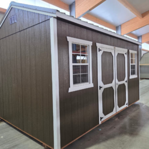 2088 Utility Shed 10x16 Dark Clove with White Trim and Burnished Slate roof - no permit required