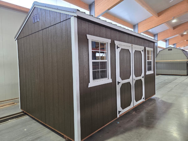 2088 Utility Shed 10x16 Dark Clove with White Trim and Burnished Slate roof - no permit required