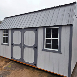 2209 Lofted Barn 10x16 Pewter Cast grey with Peppercorn grey Trim and Charcoal Roof - no permit required