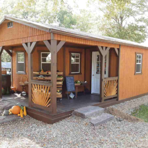 908: Deluxe Playhouse on Utility 16x24 Stained with Brown Trim - Build on Site