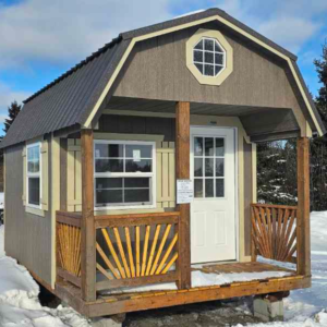 916: Four Season Ready 10x16 Driftwood Urethane with Crewel Tan Trim - no permit required