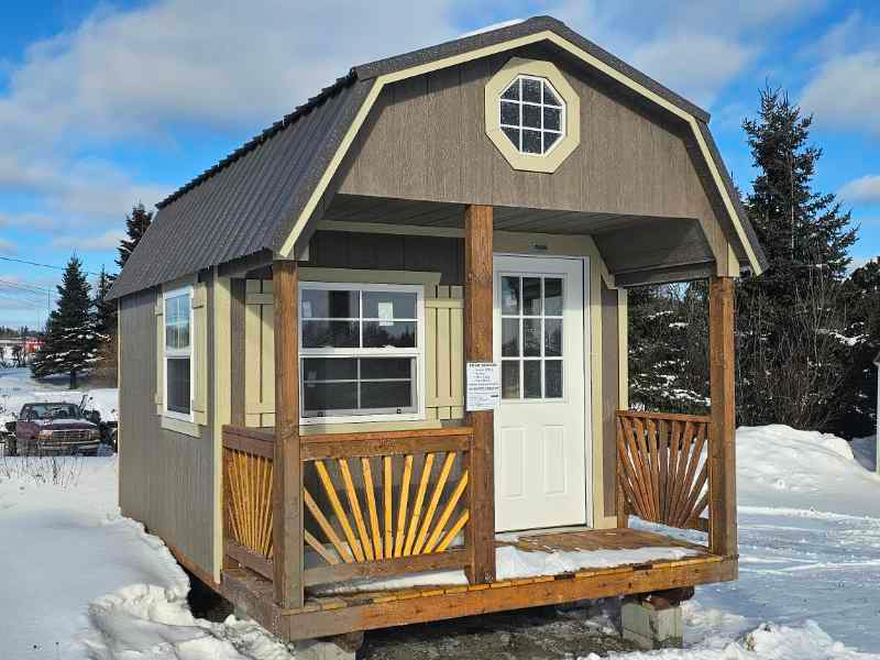 916: Four Season Ready 10x16 Driftwood Urethane with Crewel Tan Trim - no permit required