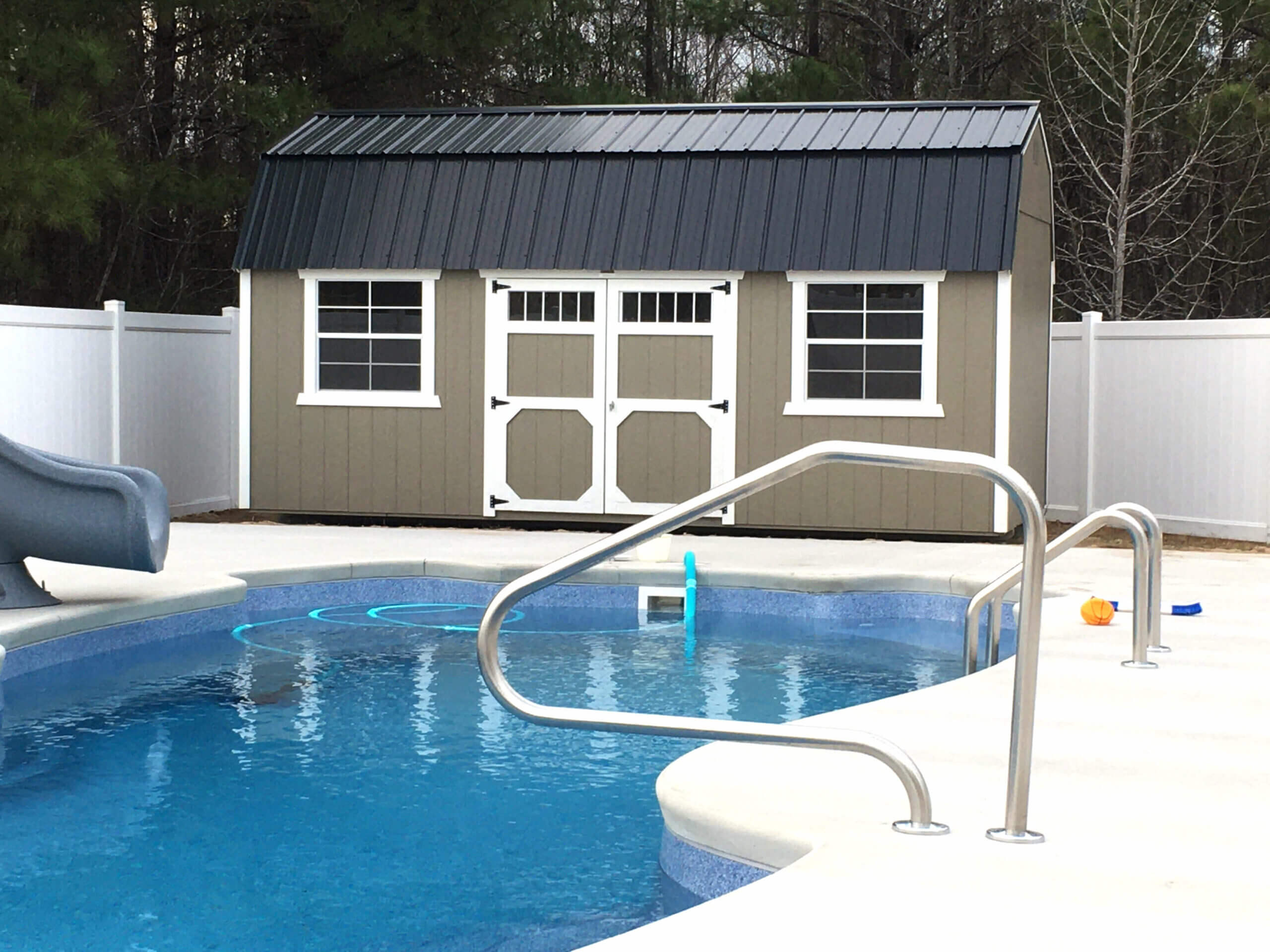 902: Lofted Barn 10x20 Grey Shadow with Barn White Trim - Special Order