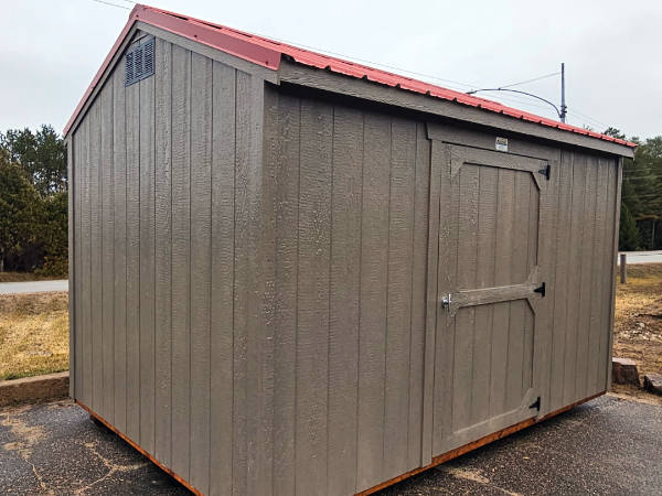 2180 Utility Shed 8x12 Driftwood with Rustic Rd roof - no permit required