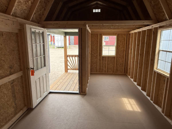 1943 Side Porch on Lofted Barn 10x20 Rosemary Green with White Trim and Brown Roof - a permit is easy - Image 2