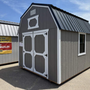 1984 Lofted Barn 10x12 Gauntlet Grey, White trim with Black Roof - no permit required