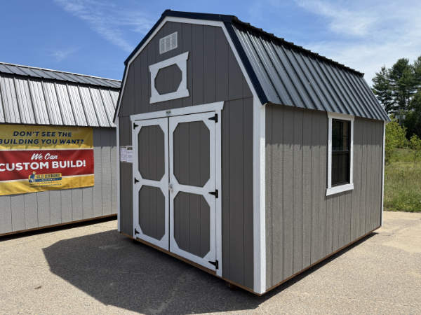 1984 Lofted Barn 10x12 Gauntlet Grey, White trim with Black Roof - no permit required