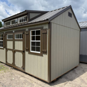 2137 Utility Shed 10x16 Hardware with Dark Clove Trim and Dark Brown roof - no permit required